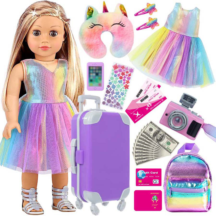 Travel Accessories Gift Set - 18inch Doll Clothes and Accessories Doll