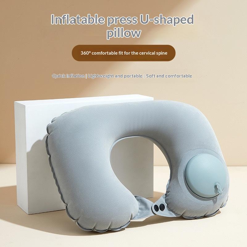 Travel Accessories Pillow - Flocking Self Inflatable Portable Neck Pillow