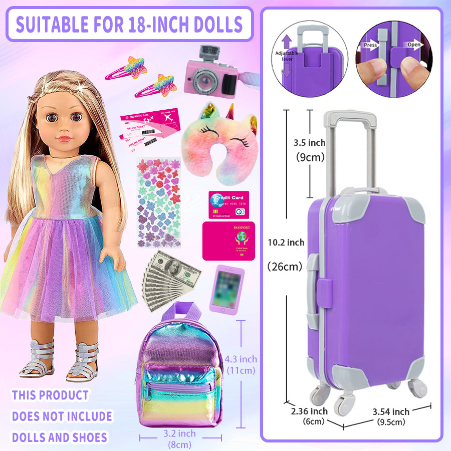 18inch Doll Clothes and Access - Travel Accessories Gift Set ulasan dan harga