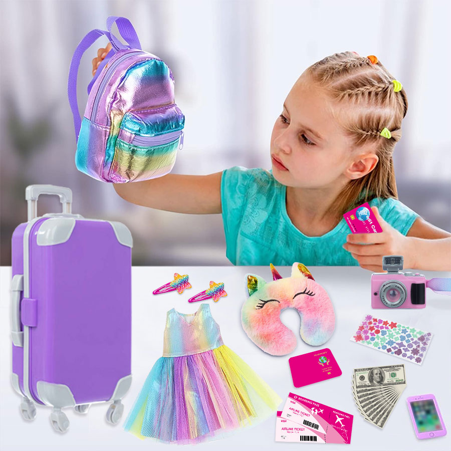 18inch Doll Clothes and Access - Travel Accessories Gift Set ulasan dan harga