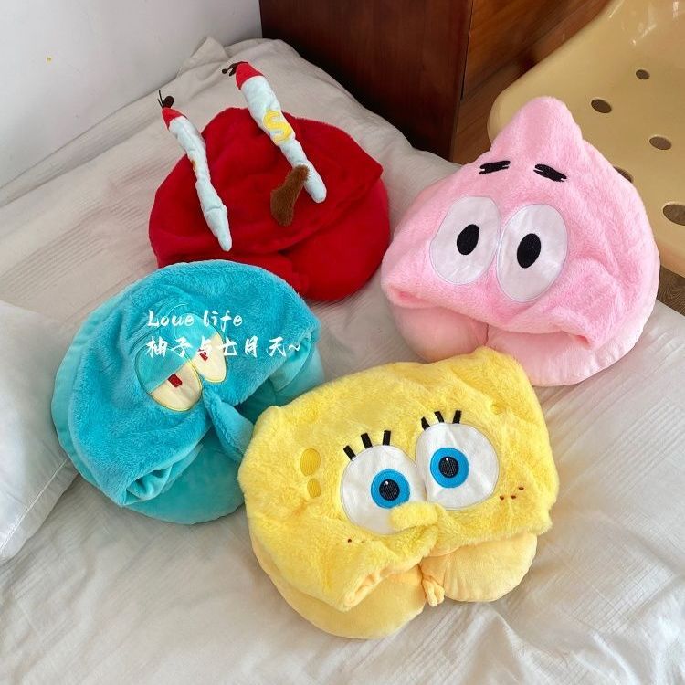 Kawaii Anime SpongeBob Hooded  - Travel Accessories Pillow ulasan dan harga
