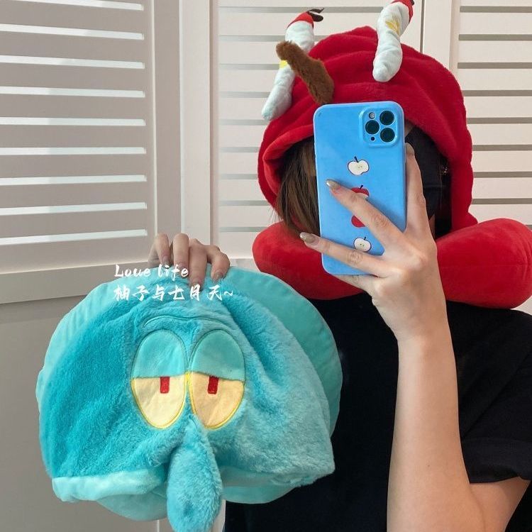 Kawaii Anime SpongeBob Hooded  - Travel Accessories Pillow ulasan dan harga