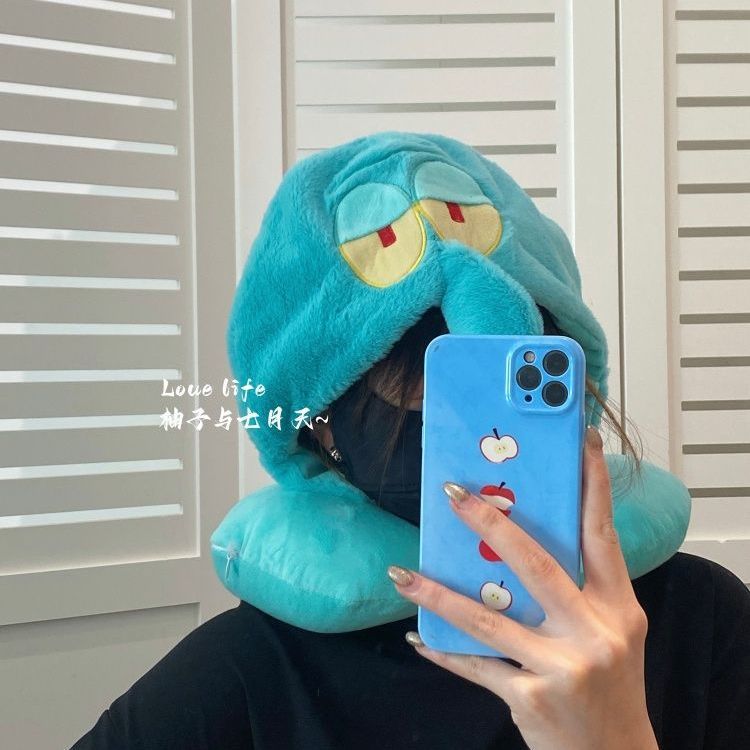 Kawaii Anime SpongeBob Hooded  - Travel Accessories Pillow ulasan dan harga