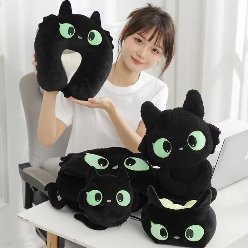 2024 New Cute Cartoon Black Ca - Travel Accessories Pillow ulasan dan harga