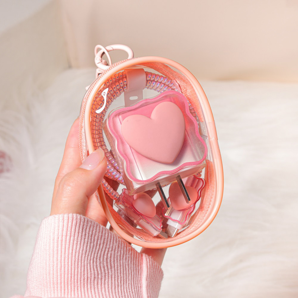 6PCS Love Heart Charger Cover  - Travel Accessories Gift Set ulasan dan harga