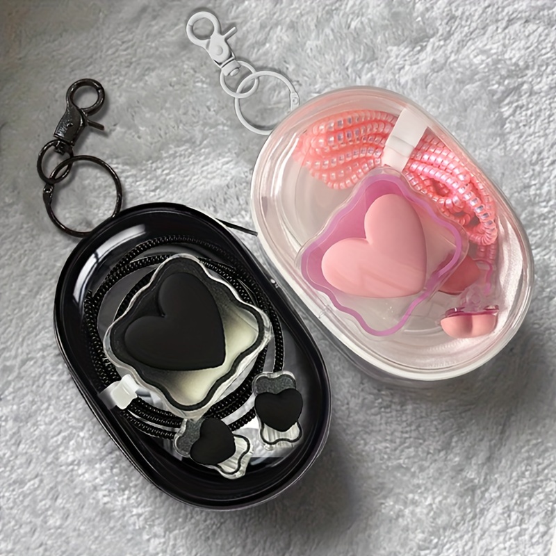 6PCS Love Heart Charger Cover  - Travel Accessories Gift Set ulasan dan harga