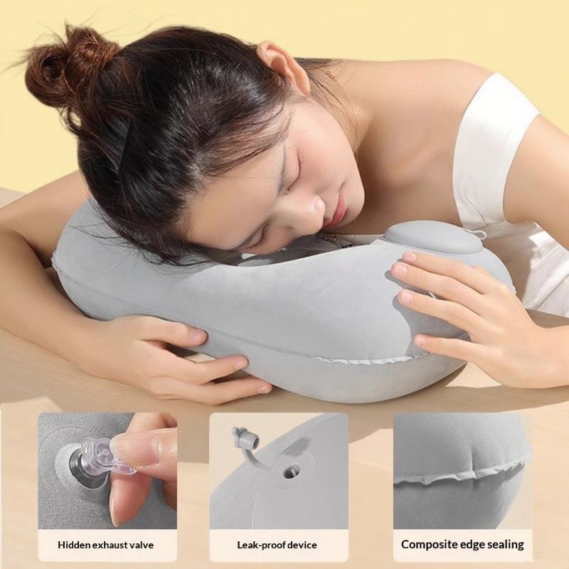 Flocking Self Inflatable Porta - Travel Accessories Pillow ulasan dan harga