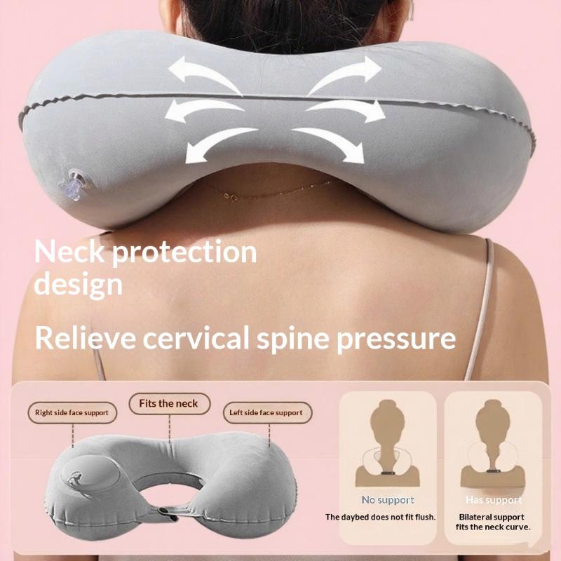 Flocking Self Inflatable Porta - Travel Accessories Pillow ulasan dan harga