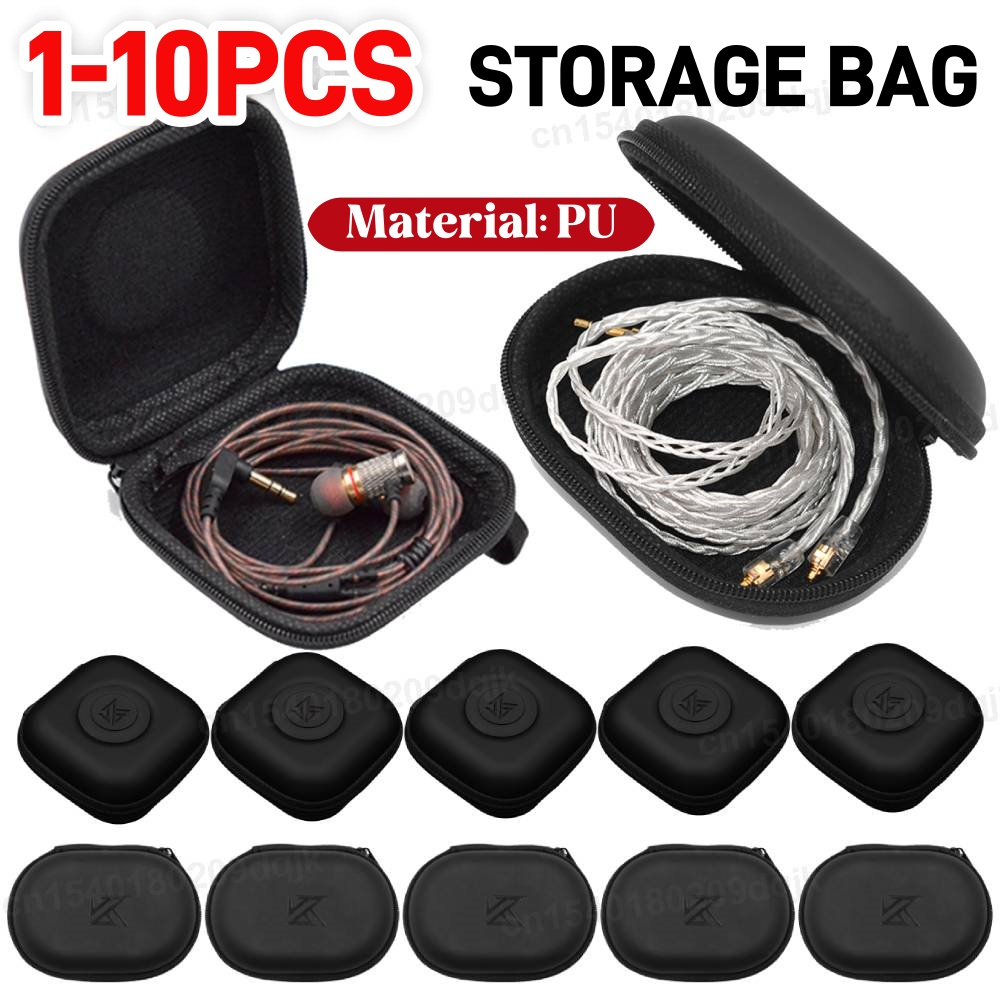 1-10PCS KZ Earphones Case PU L - Travel Accessories Pouch ulasan dan harga