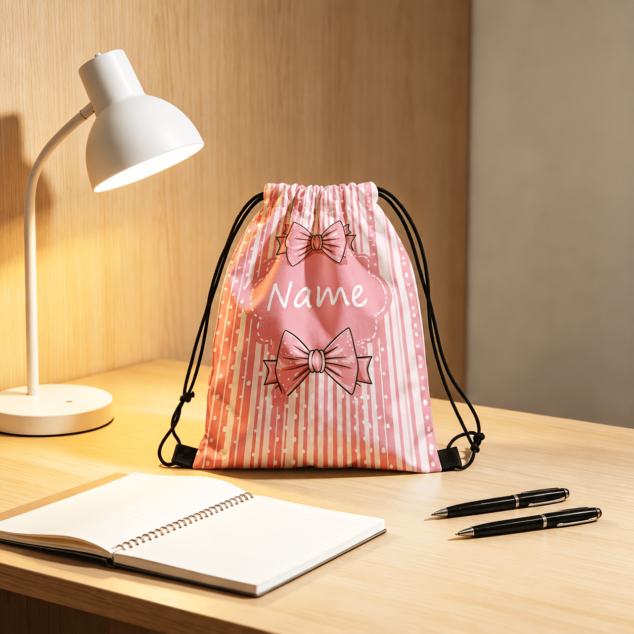 Personalized Pink Bow Striped  - Travel Accessories Pink ulasan dan harga