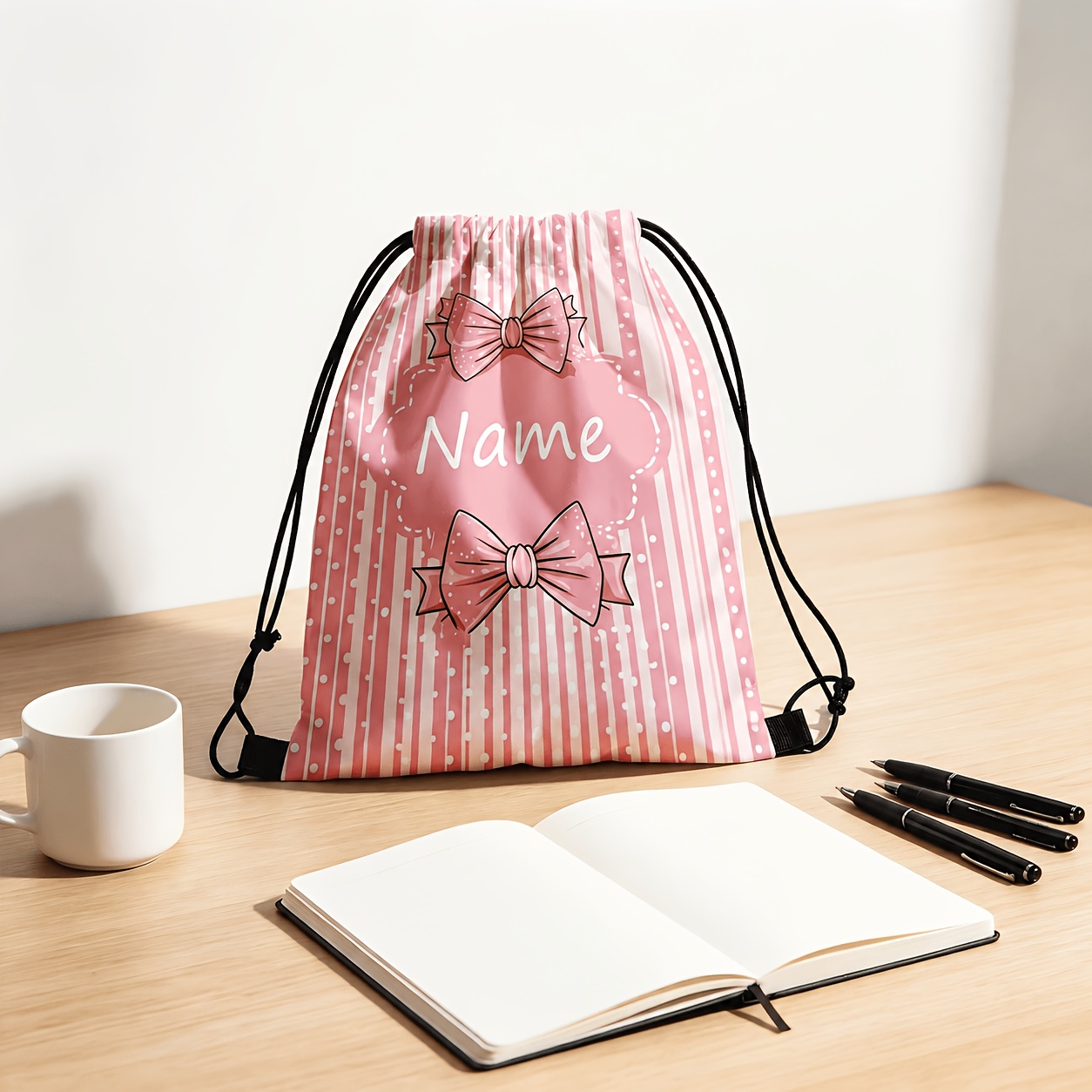 Personalized Pink Bow Striped  - Travel Accessories Pink ulasan dan harga